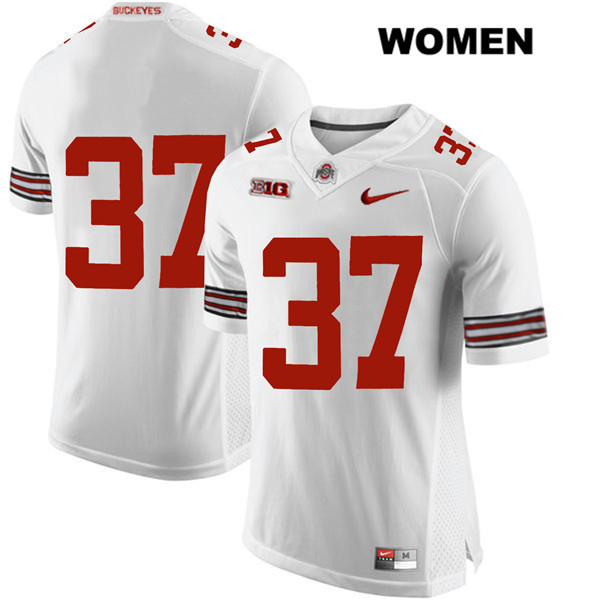 Ohio State Buckeyes Women's Derrick Malone #37 White Authentic Nike No Name College NCAA Stitched Football Jersey MZ19R45FL